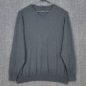 Rochester Sweater Men 3XL Gray Cotton Cashmere Blend Long Sleeve V-Neck Pullover